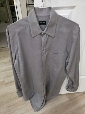 Giorgio Armani Men's Gray Long-Sleeve Dress Shirt